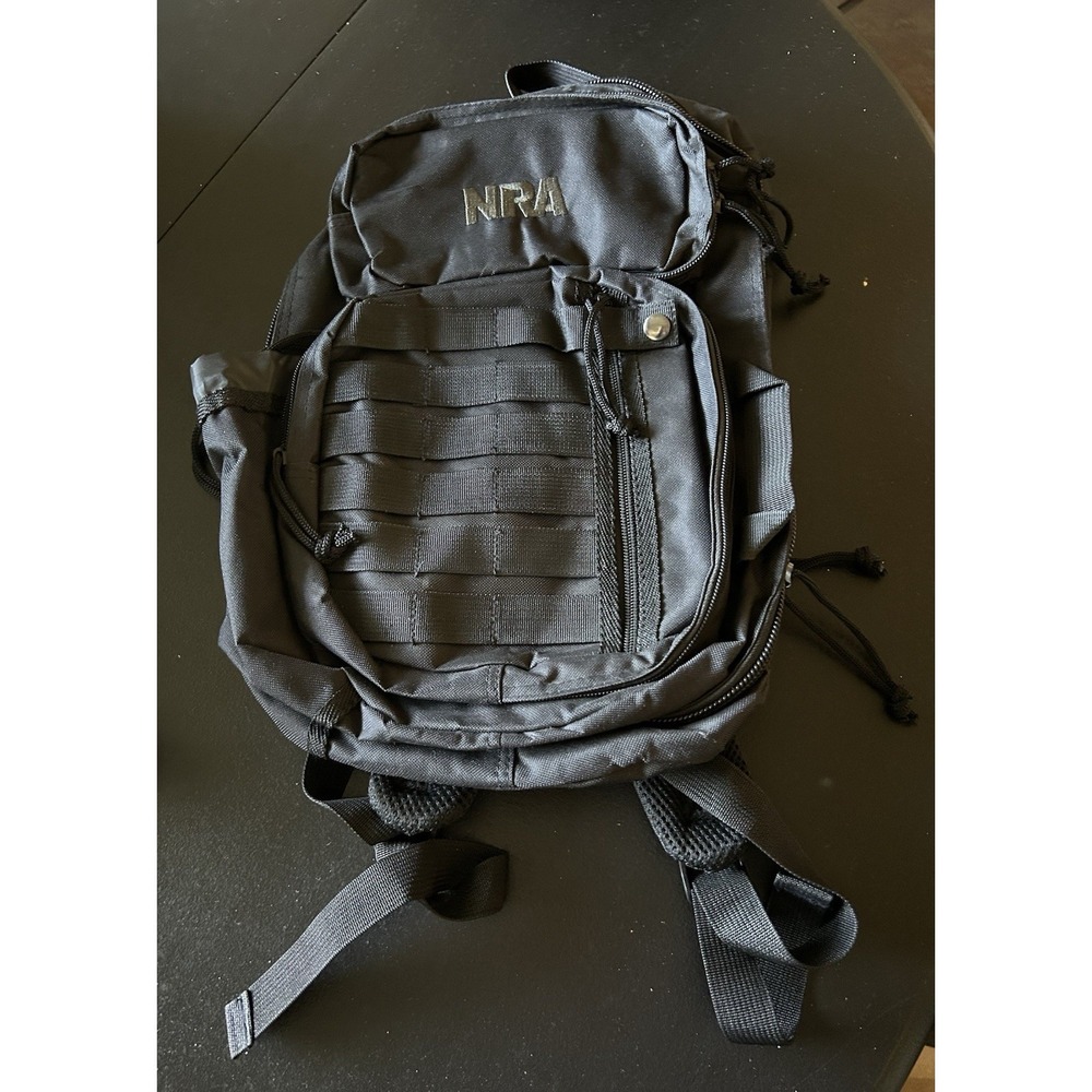 NRA Backpack Black W/Multiple Inside Pockets/5 Exterior Zipper Pockets Brand New